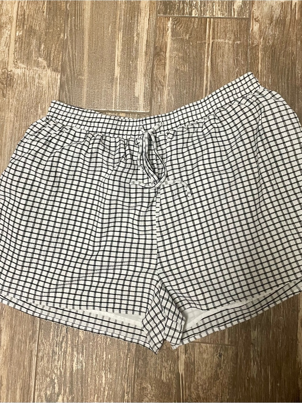 Vici Black & White Check Drawstring Athletic Shorts